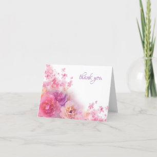 Elegante Agradecimento Escrito à Mão Aquarela Flor