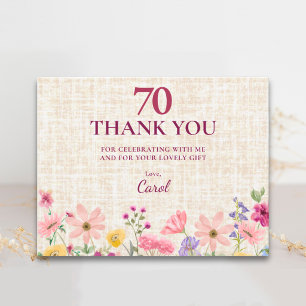 Elegante agradecimento para convidados do 70º aniv