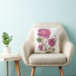 Elegante Almofada de Lançar com Flores de Arte Po