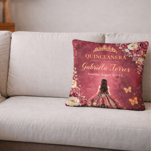 Elegante Almofada de Lançar Quinceañera Floral Bu