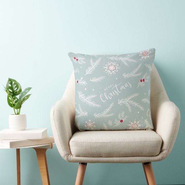 Elegante Almofada de Natal com Pinheiro e Letra (Cadeira)