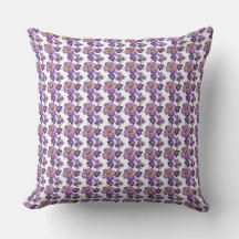 Elegante Almofada de Padrão Botânico de Violeta Pa