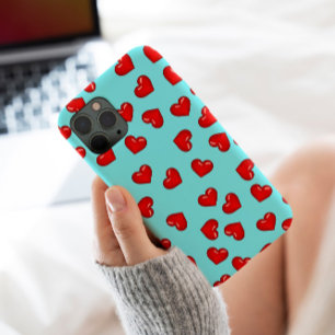 Elegante amante Padrão cardíaco vermelho em azul-t