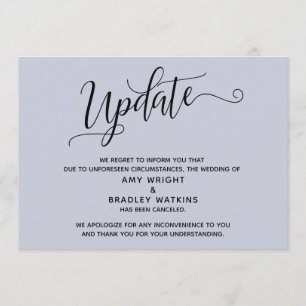 Elegante Anúncio de Casamento Cancelado Azul Poeir