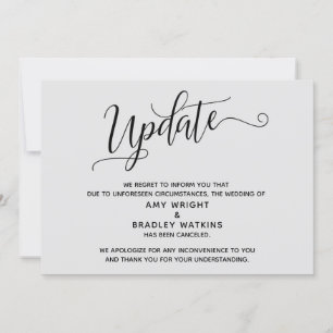 Elegante Anúncio de Casamento Cancelado Cinza Clar