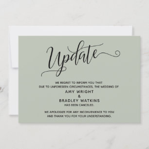 Elegante Anúncio de Casamento Cancelado em Verde S
