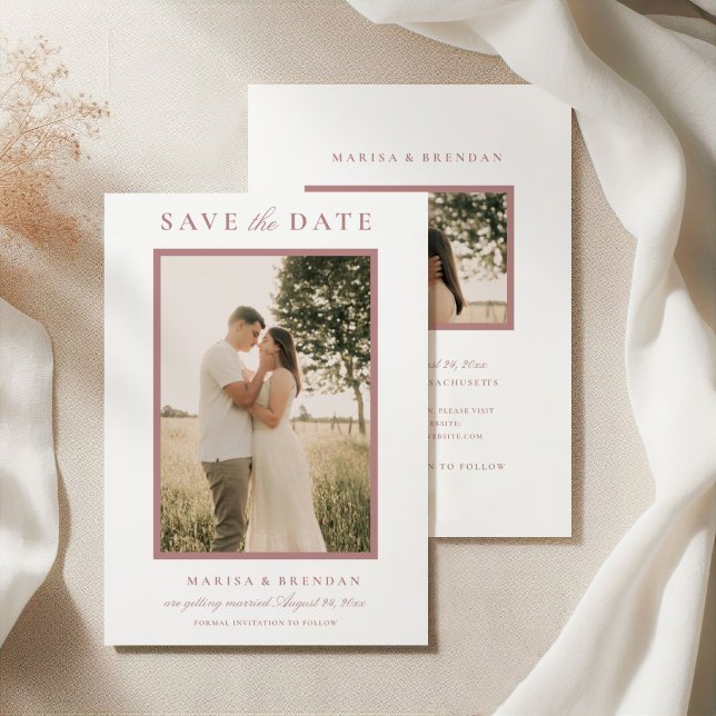 Elegante Anúncio de Casamento com Foto Dusty Rose  (Criador carregado)