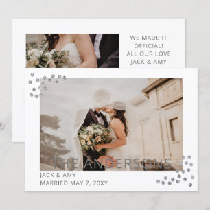 Elegante Anúncio de Casamento com Foto e Confetes