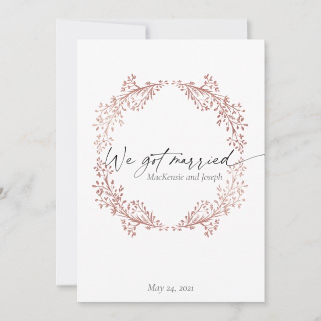 Elegante Anúncio de Casamento Rosa (Frente)