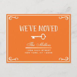 Elegante anúncio de mudança com chave laranja