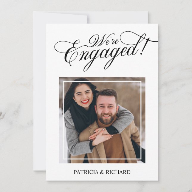 Elegante Anúncio de Noivado Estamos Engajados (Frente)