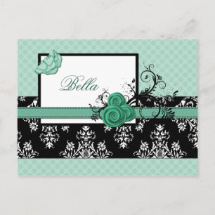 elegante aqua floral business Obrigado Cartões