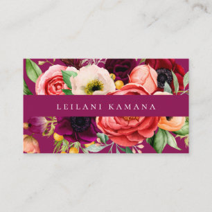 Elegante Aquarela Cartão de visita Floral Escuro