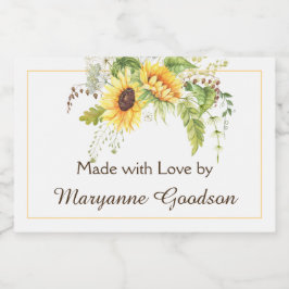 Elegante Aquarela Girassóis Rótulos verdes