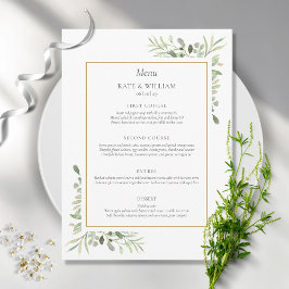 Elegante Aquarela Menu Janto Casamento Verde