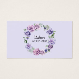 Elegante Aquarela Purple Floral Cartão de visita