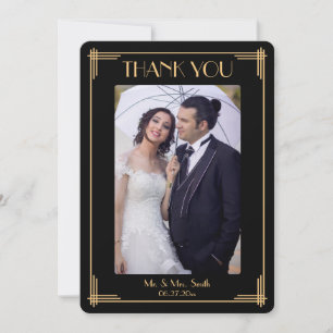 Elegante Art Deco Obrigado Cartão De Casamento