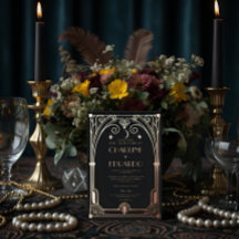 Elegante Art Déco Preto Dourado Anos 20 Casamento