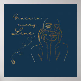 Elegante Arte de Linha da Mulher Poster - Minimali