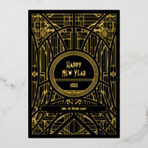 Elegante arte deco retrô Feliz Ano Novo
