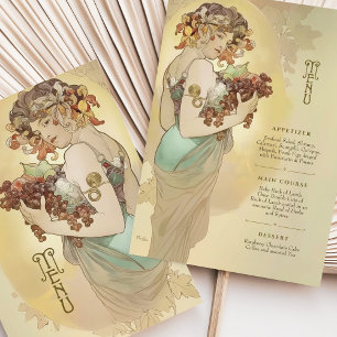 Elegante Arte Nouveau Cartão de Menu de Casamento