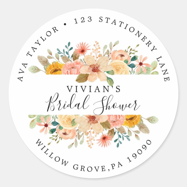 Elegante Autocolante de Endereço de Devolução para (Frente)