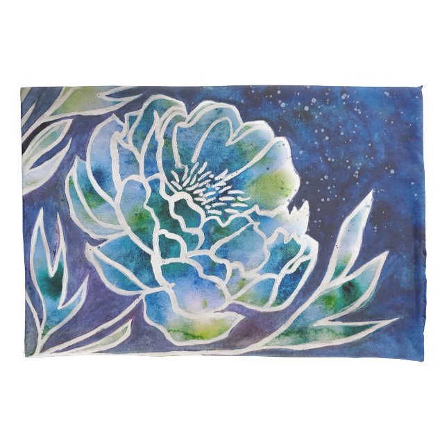 Elegante Azul Dahlia Marinho Teal Floral Watercolo (Frente)