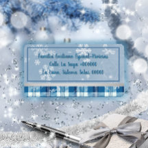 Elegante Azul Etiqueta de Endereço Natalícia