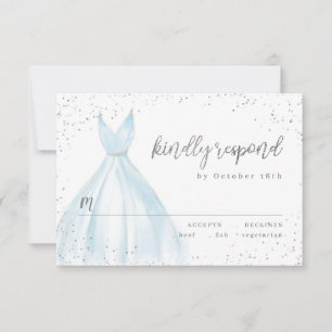Elegante azul-prata quinceañera RSVP