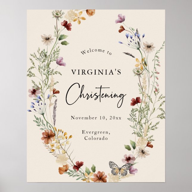 Elegante Baby Christening Poster (Frente)