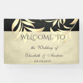 Elegante Banner de Noiva com Folhas Douradas Falsa