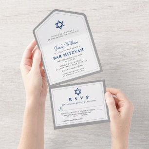Elegante Bar Mitzvah Azul Marinho e Cinza Tudo em