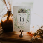 Elegante Barn | Cartão de Número de Tabela de Core<br><div class="desc">Este cartão de mesa de casamento apresenta água verde e celeiro rústico. Elegante e encantador este design é perfeito para qualquer evento. Essas designs podem ser personalizadas para sua ocasião especial e seriam perfeitas para seu casamento, chá de panela, festa de noivado, festa de aniversário e muitas outras ocasiões especiais....</div>