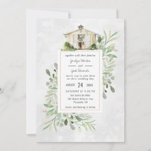 Elegante Barn   Convite Para Casamento Por Aquarel