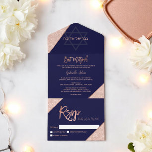 Elegante Bat Mitzvah em azul marinho com brilho do