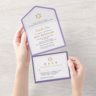 Elegante Bat Mitzvah Roxo e Dourado