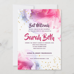 Elegante Bat Mitzvah Watercolor Convite
