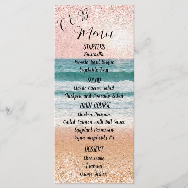 Elegante Beach Wedding Menu (Frente)