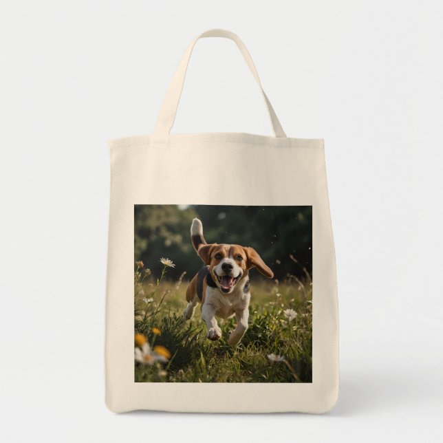Elegante Beagle Grocery Bolsa (Frente)