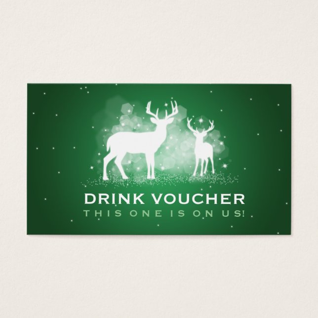 Elegante Bebida Voucher Winter Deer Sparkle Green (Frente)