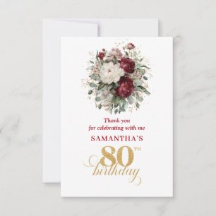 Elegante Bege Borgonha Agradecimento de 80 Anos