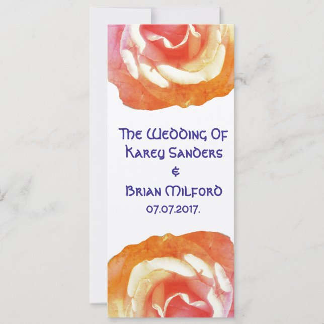 Elegante, Belo Convite para Casamento de Rosa (Frente)