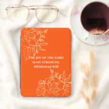 Elegante Bíblia Verso Floral Laranja e Dourado