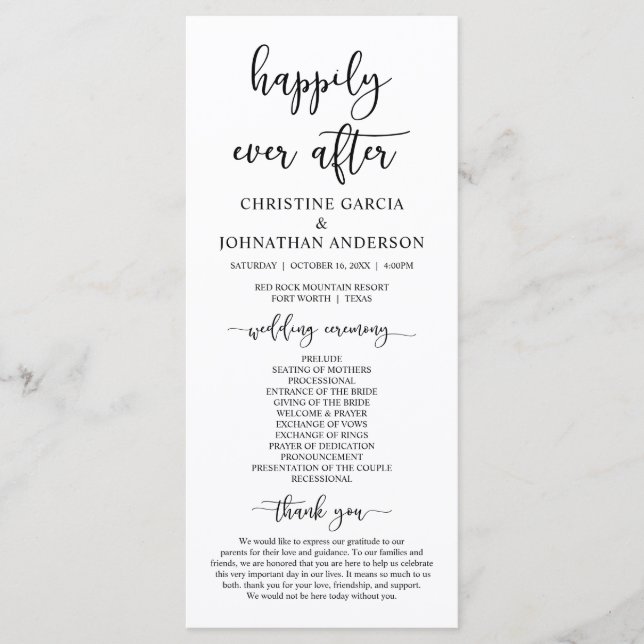 Elegante Black Script, Nosso Programa De Cerimônia (Frente)