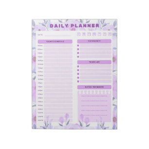 Elegante Bloco de Notas Planejador Diário Floral