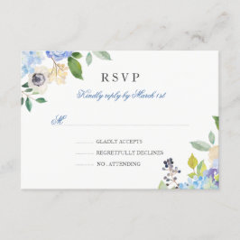Elegante Blue Floral Quinceanera RSVP