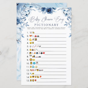 Elegante Blue Flowers Boy Chá de fraldas Emoji Gam