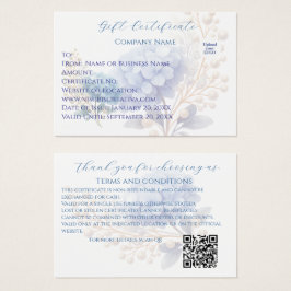 Elegante Blue Hydrangea Gift Card Cliente Voucher