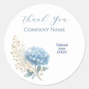Elegante Blue Hydrangea Obrigado Logotipo adesivo