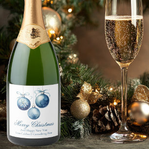 Elegante Blue Merry Christmas Ornament Company